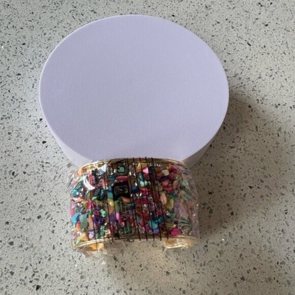 Boho Colorful Stone Rhinestone Inlaid Cuff Bracelet - Picture 2 of 2